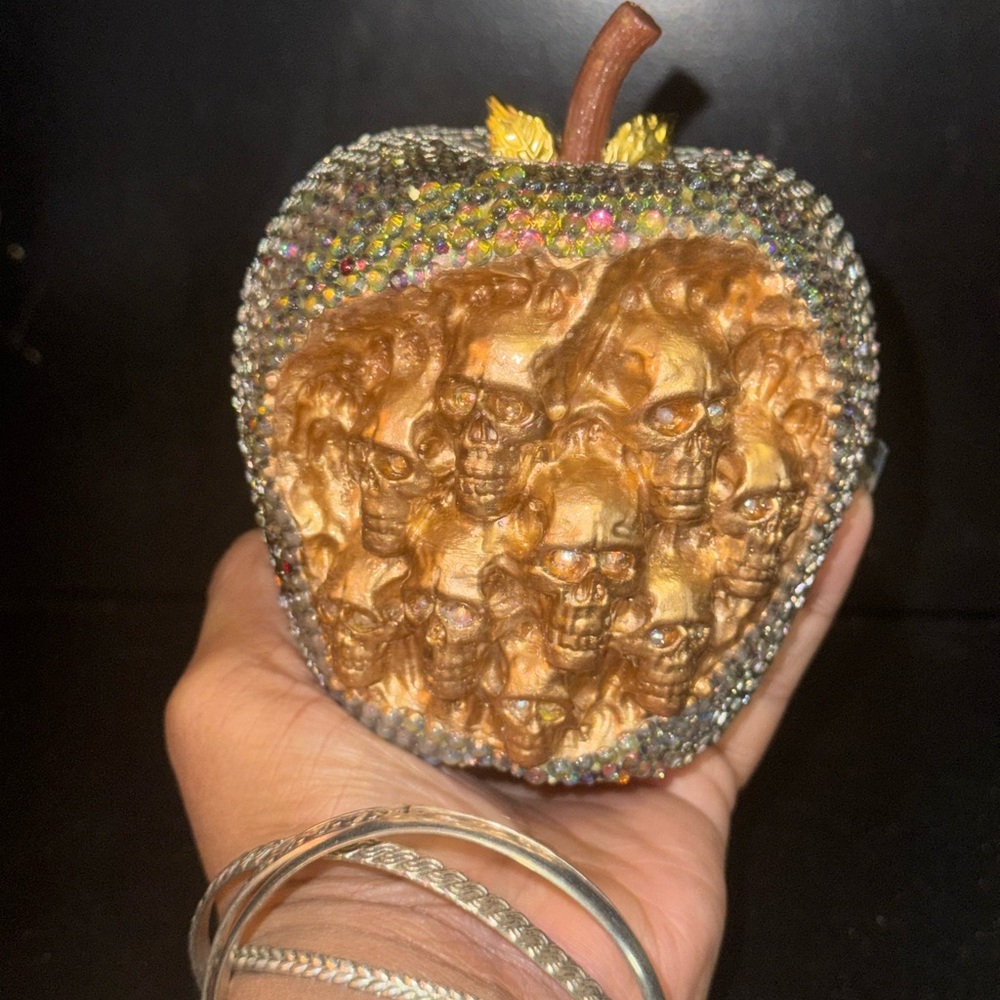 Gold Skull Apple Decorative Accent - Home Other